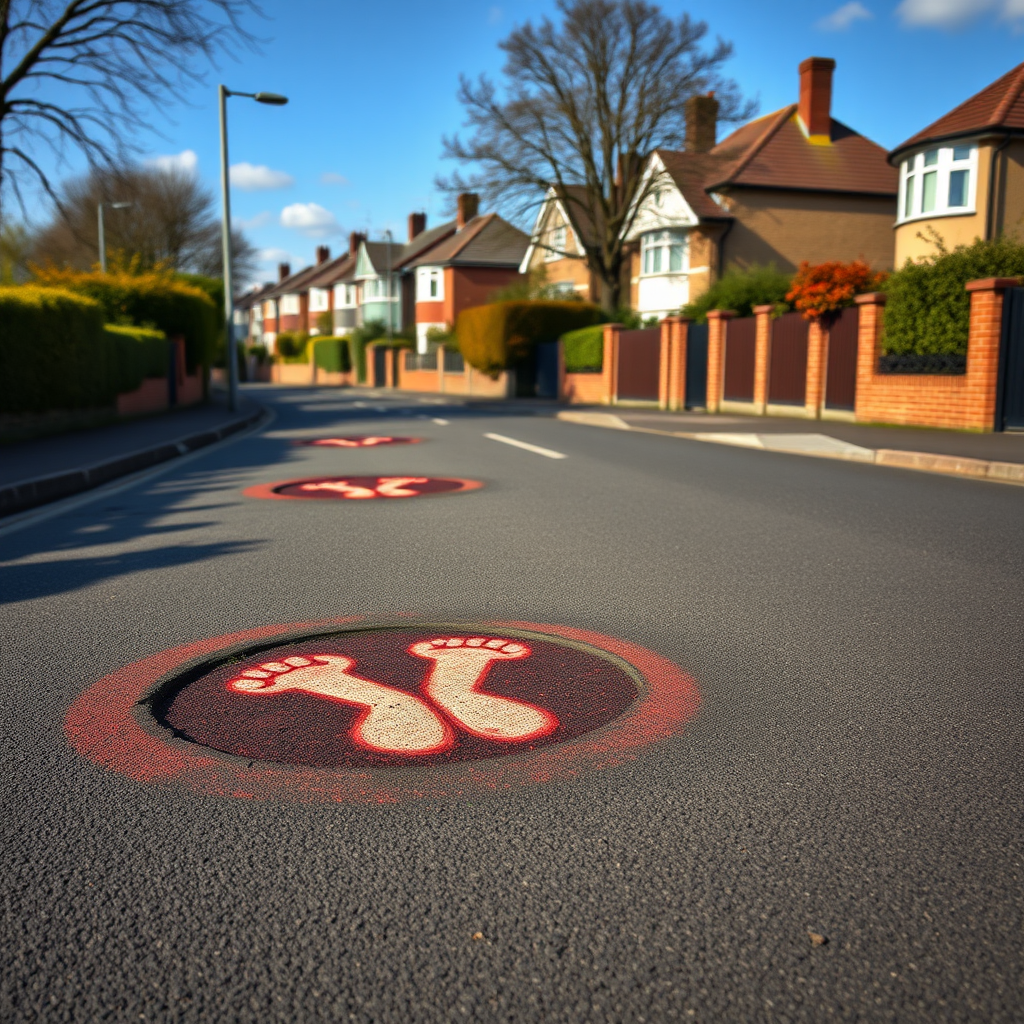 Penis graffiti spray-painted around potholes in Sussex town